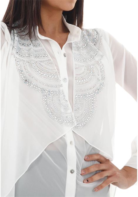 Chiffon shirt with ruffles and jewel appliqués GAI MATTIOLO | shirts | LV08911055